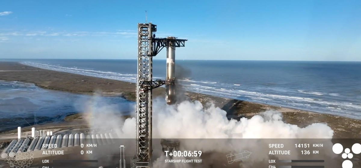 SpaceX Successfully Catches Starship Booster, But Upper Stage Suffers Anomaly