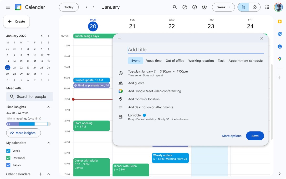 Google Calendar Unveils Design Refresh with Dark Mode Support